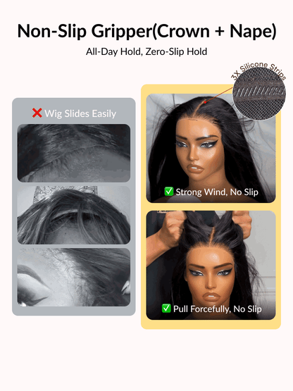 200% Density Effortlessly Feathered Hairstyles Nature Black With 613# blonde highlights 7x5 Pre Cut Lace Wig With Layered Haircuts