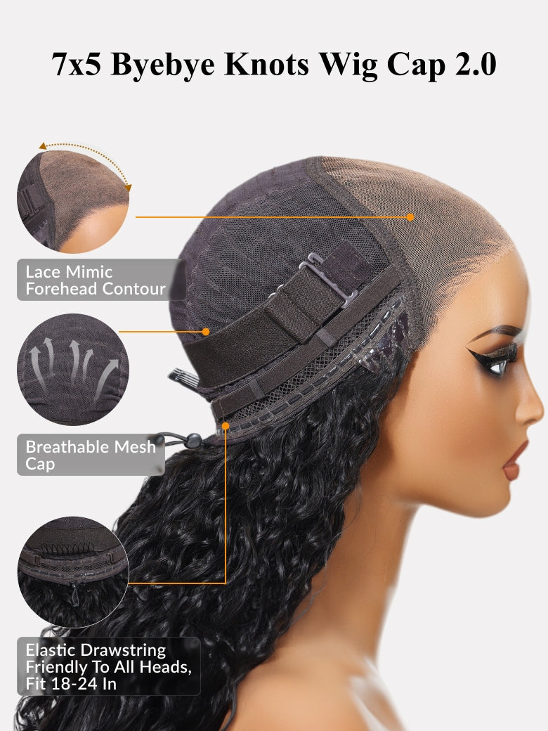 Chestnut Mocha Brown Yaki Straight 7x5 Lace Closure Put on and Go Wig With Elastic Drawstring