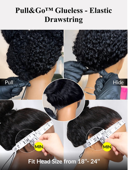 7x5 Pre Cut Water Wave Balayage Highlight Dark Roots Side Part Lace Wig With Invisi Drawstring
